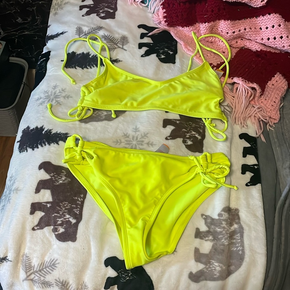 Neon yellow bikini, size medium